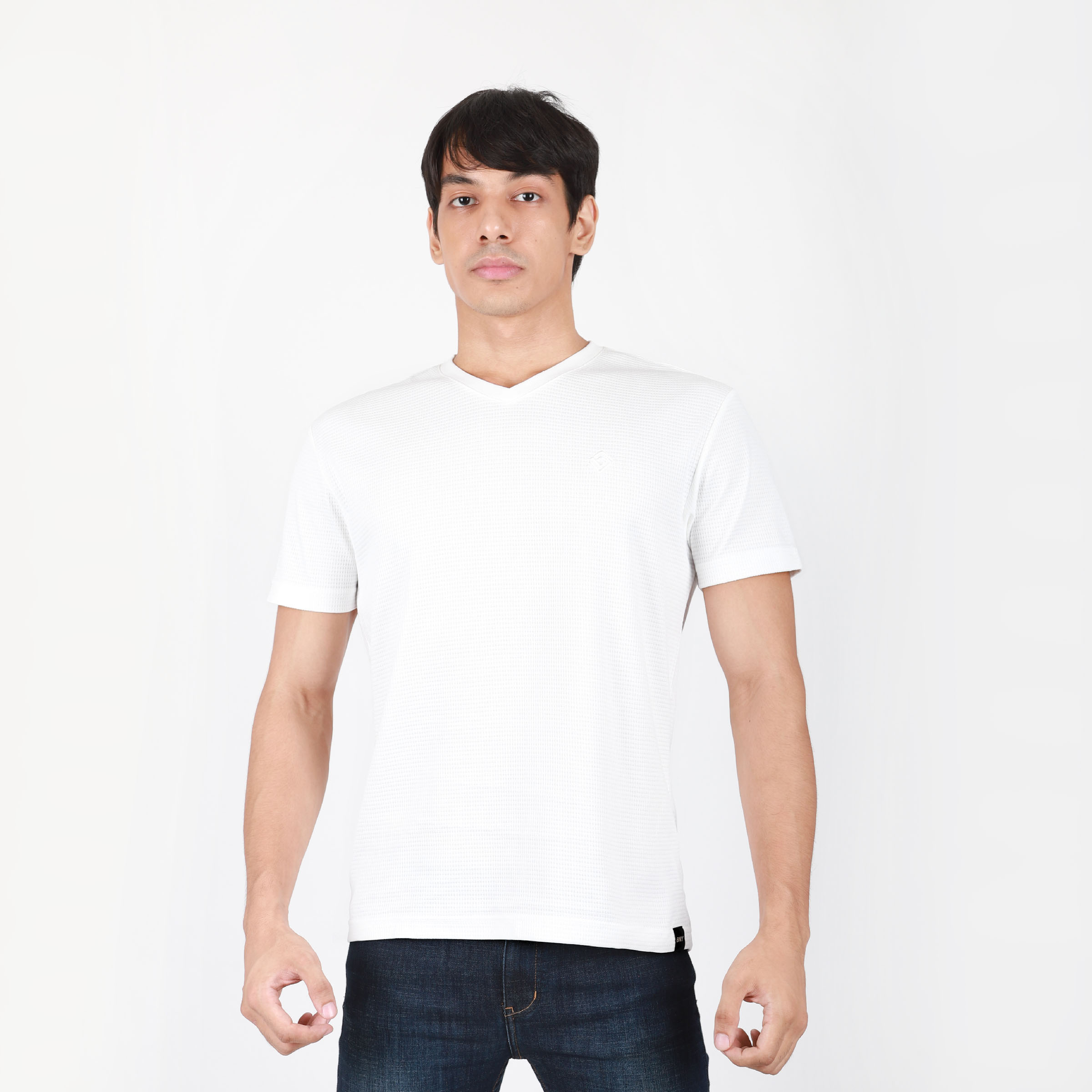 MEN'S WAFFLE V-NECK T-SHIRT WITH EMBRO DETAIL (259) | BNY Jeans