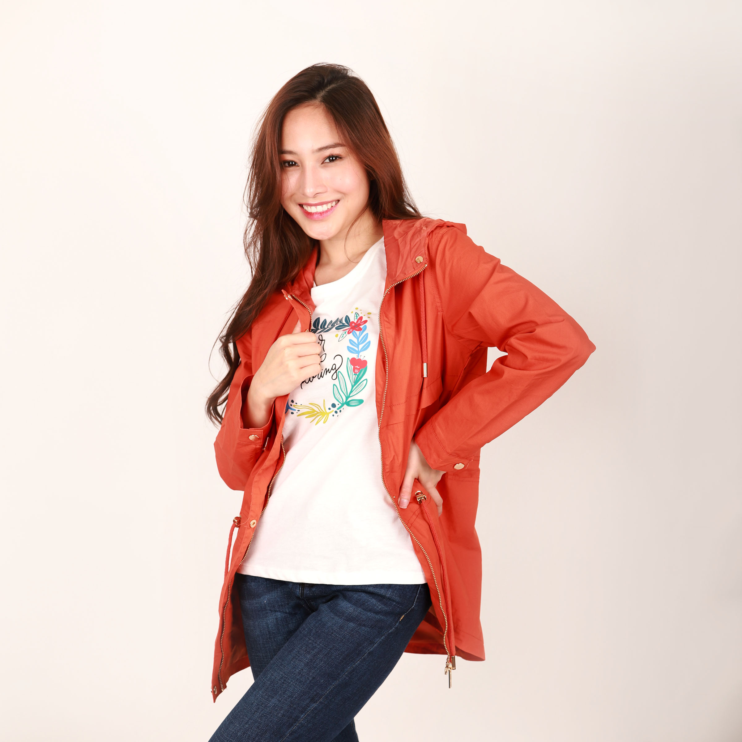 LADIES HOODED PARKA JACKET WITH WAIST DRAWSTRINGS 931 BNY Jeans